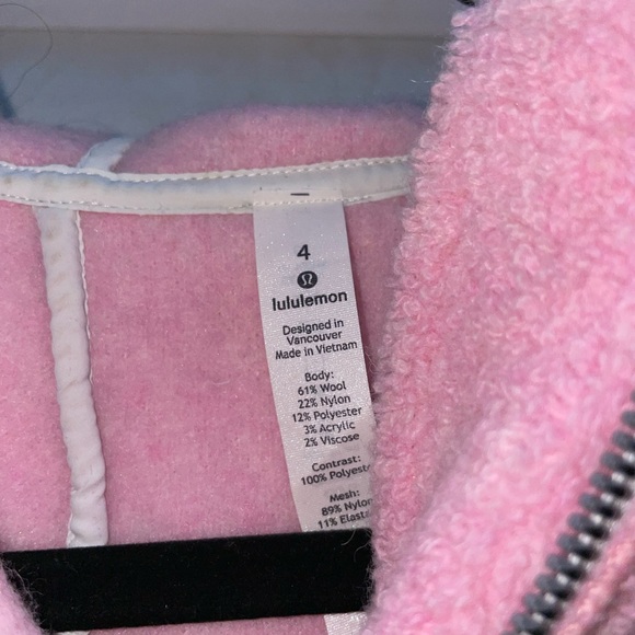 Lululemon So Sherpa Wool Blended Hooded Jacket Pink Size 4 - Picture 3 of 5